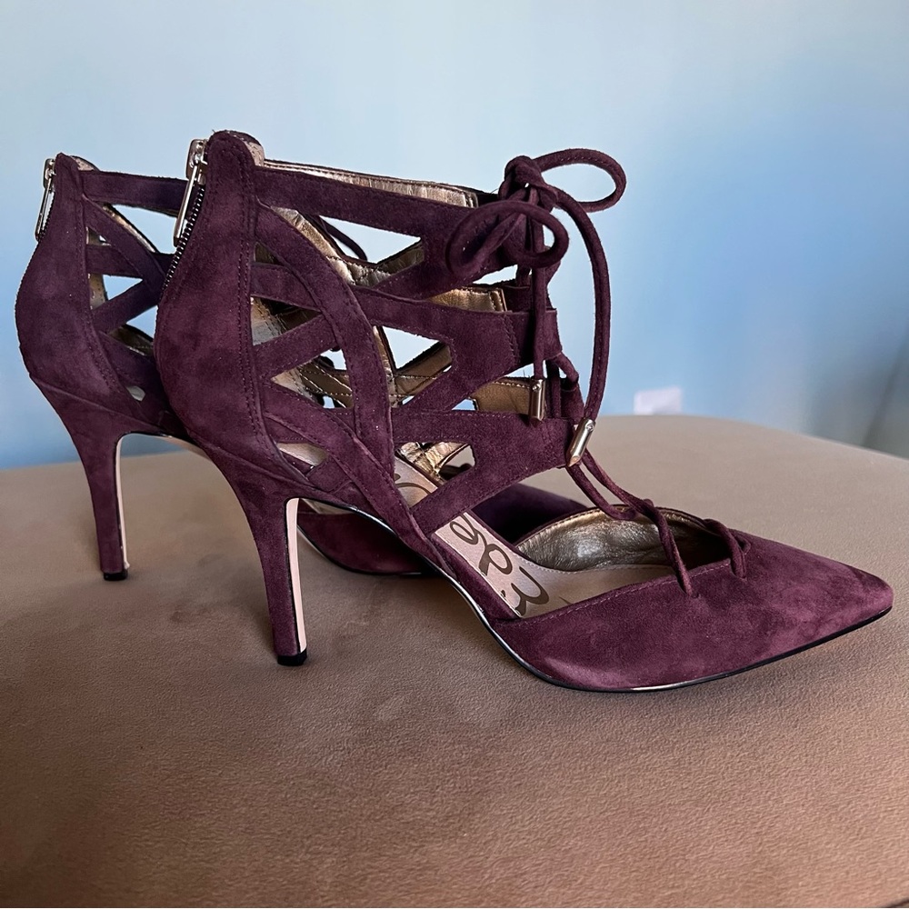 NEW in BOX Sam Edelman Zavier Heels, Burgundy Suede Size 8.5